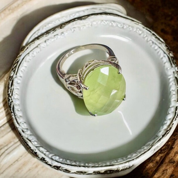 ☀️Rare Australian Golden Prehnite Sterling Silver Ring (7)☀️ - Picture 2 of 14